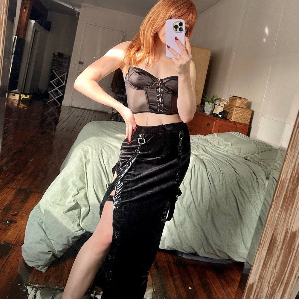 SOLD 🚫Killstar Ice N Fire Velvet Maxi Skirt